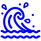 A few meters from the water